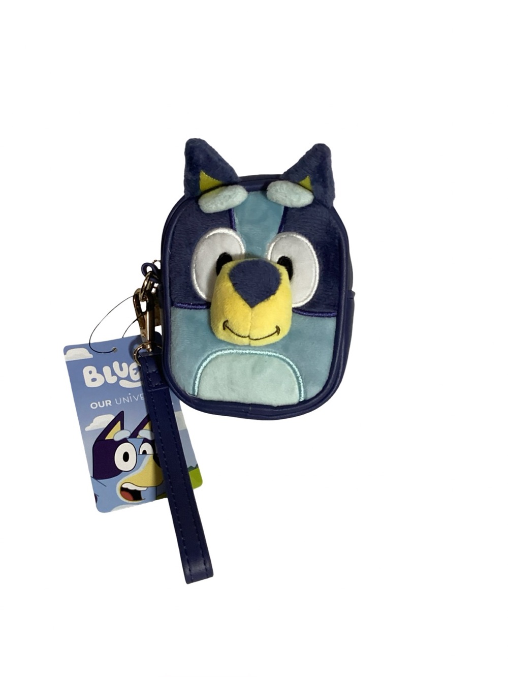 Our Universe Bluey Figural Plush 3D Wristlet Bag w/ Pineapple Zipper Pull NEW